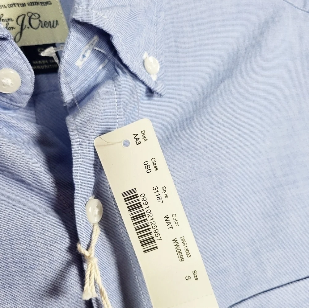 J.CREW Slim Fit Cotton Button Down Shirt Blue NWT wedding guest special occasion